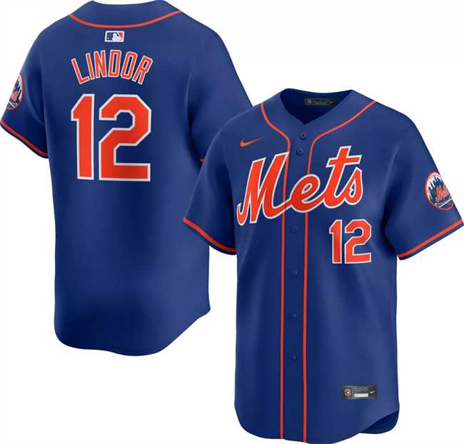 Men%27s New York Mets #12 Francisco Lindor Royal 2024 Alternate Limited Stitched Jersey Dzhi
